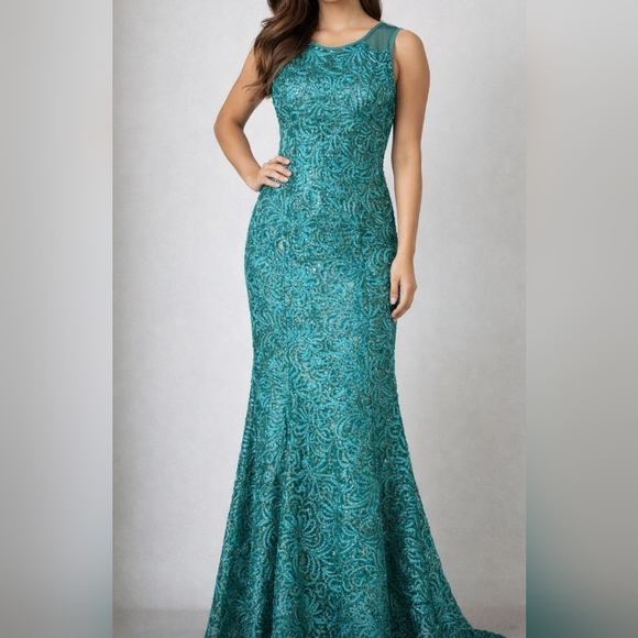 Dresses & Skirts - Elegant Teal Sleeveless Dress